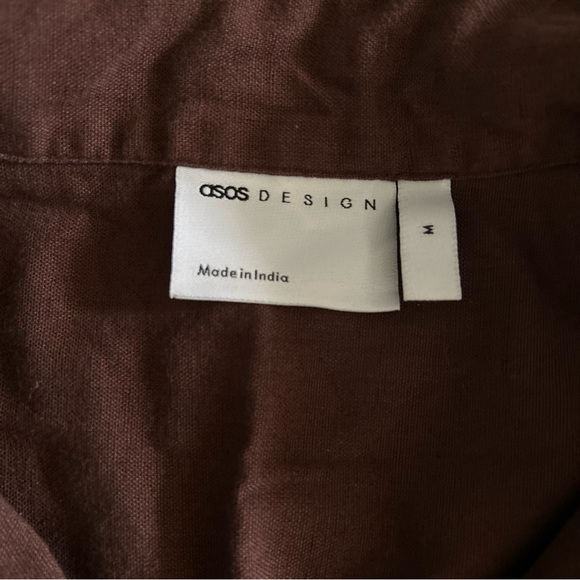 ASOS | Brown Casual Button Down Shirt with Aztec  Embroidery Design - Picture 8 of 9